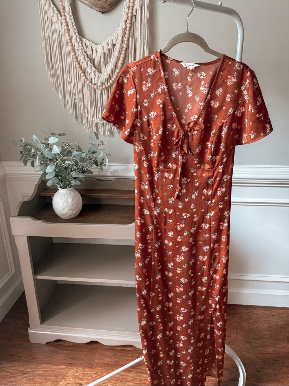 Lucky Brand Rust Floral Midi Dress